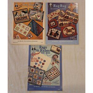 3 Rag Rug Pattern Book Lot Suzanne McNeill Beginner Quick Stitch Rags to Riches